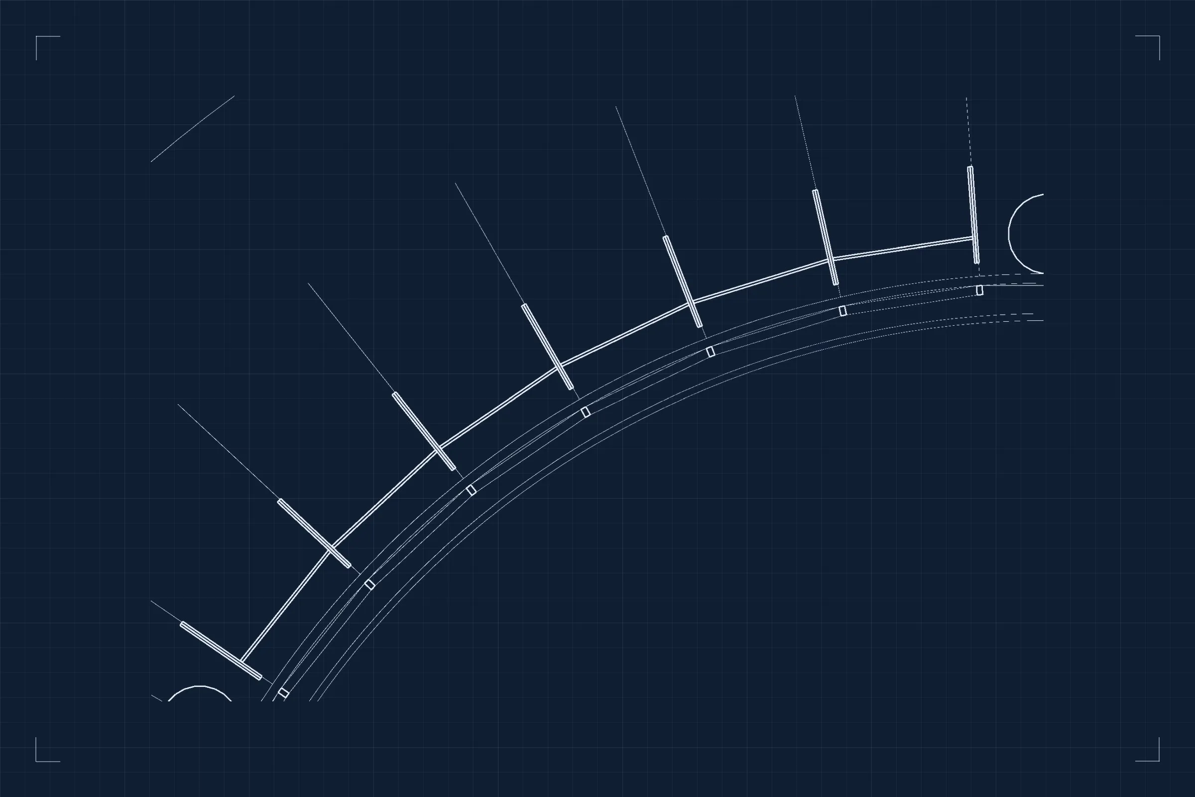 Tables along the curved façade, plan