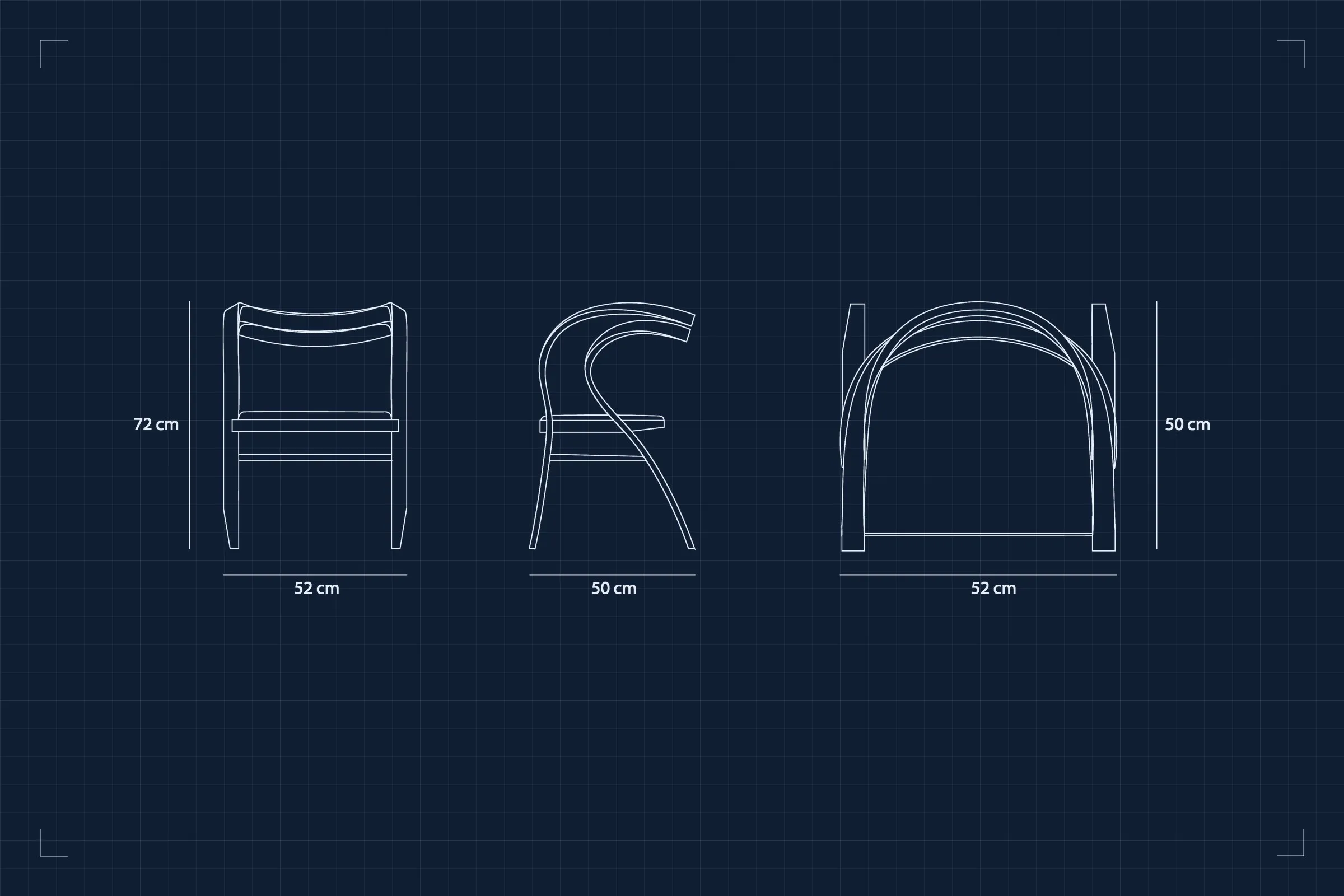 Nina & Beni, front, side and plan elevations