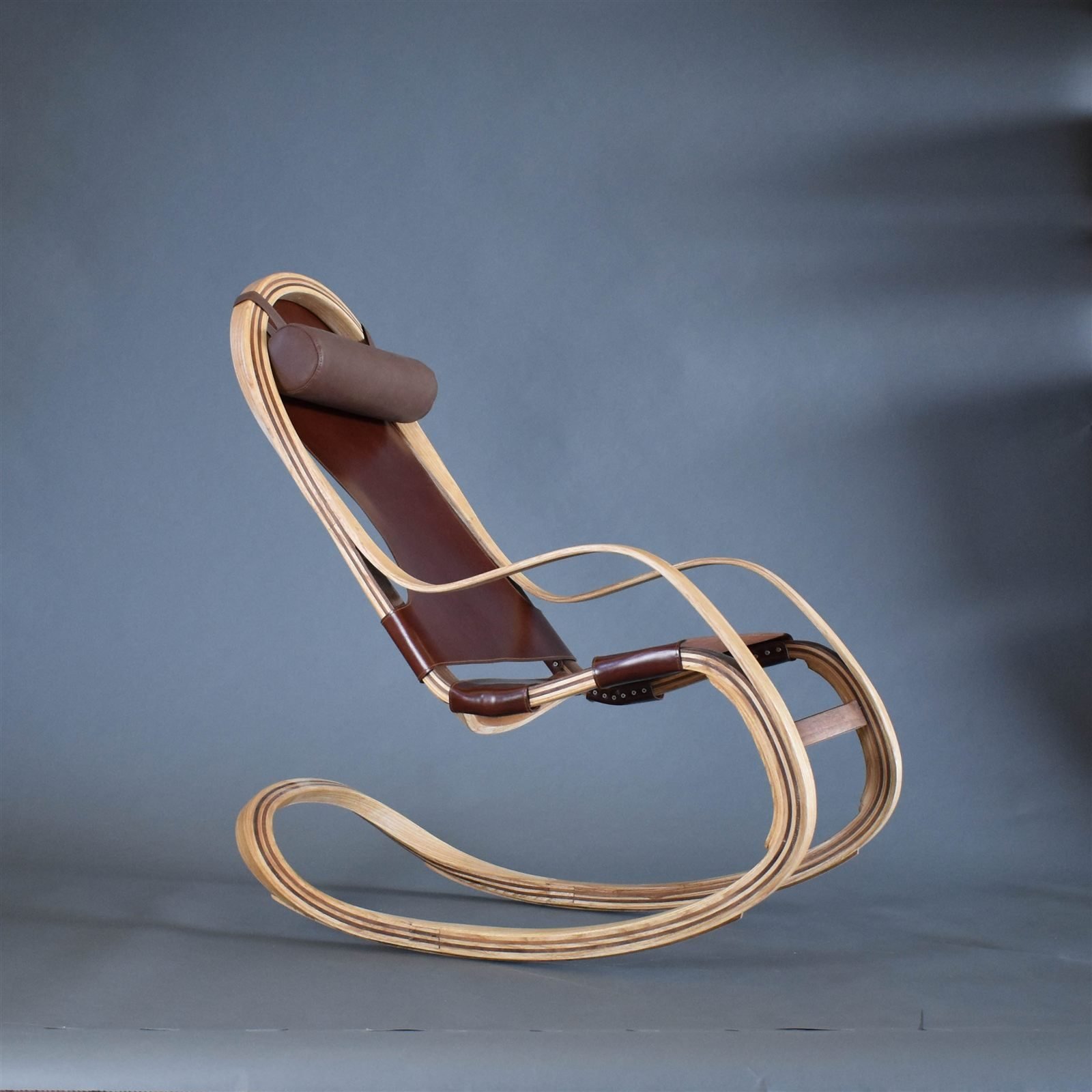 Flect rocking chair with leather seat